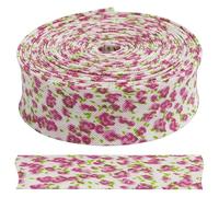 Aerzetix - C68036 - Nastro sbieco Decorativo 4.5 Metri x 20mm Motivo Fiori - in Poliestere/Cotone - Colore Principale: Rosa