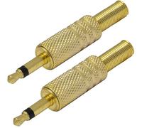 Aerzetix - C69015 - Set di 2 jack connettori 3.5mm maschio dritto mono con molla di protezione del cavo - per saldare - colore dorato