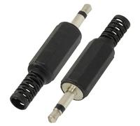 Aerzetix - C69617 - Set di 2 jack connettori 3.5mm maschio dritto mono con proteggi cavo - lunghezza 49mm - per saldare - colore nero