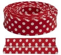 Aerzetix - C73163 - Nastro sbieco Decorativo 4.5 Metri x 20mm - in Poliestere 35% e Cotone 65% - Colore Rosso con Punti Bianchi