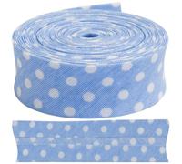 Aerzetix - C73164 - Nastro sbieco Decorativo 4.5 Metri x 20mm - in Poliestere 35% e Cotone 65% - Colore Blu Chiaro con Punti Bianchi