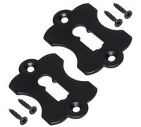 AERZETIX - C73736 - Coppia di 2 rosette piastre 60x38x2mm per serratura con chiave ordinaria - montaggio verticale - coperchio foro chiave - in metallo - colore nero opaco - rosetta ferro cilindro