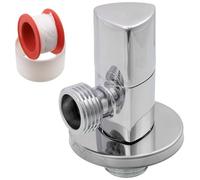 AERZETIX - C74939 - Valvola d'arresto ad angolo 1/2"x1/2" + rosetta e guarnizione in PTFE con maniglia triangolare - in ottone e rivestimento nichelato - raccordo rubinetto acqua lavello bagno cucina