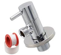 AERZETIX - C74942 - Valvola d'arresto ad angolo 1/2"x3/8" con rosetta e guarnizione in PTFE - in ottone e rivestimento nichelato - raccordo rubinetto acqua potabile sanitaria lavello bagno cucina