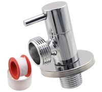 AERZETIX - C74944 - Valvola d'arresto ad angolo 1/2"x3/4" con rosetta e guarnizione in PTFE - in ottone e rivestimento nichelato - raccordo rubinetto acqua potabile sanitaria lavello bagno cucina