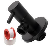 AERZETIX - C74966 - Valvola d'arresto ad angolo 1/2"x3/8" con rosetta e guarnizione in PTFE - in ottone - finitura annerita - raccordo rubinetto acqua potabile sanitaria lavello bagno cucina