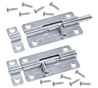 AERZETIX - C76236 - Set di 2 chiavistelli di sicurezza scorrevole - serratura della porta d'ngresso - catenaccio di sicurezza - meccanismo di protezione antifurto - in metallo - colore argento