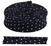 Aerzetix - C77489 - Nastro in sbieco Piegato per Cucire 4.5 Metri x 15mm - in Cotone - Colore Blu Scuro con Punti Bianchi