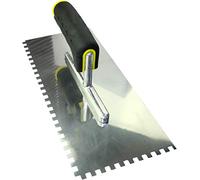 AERZETIX - Cazzuola/Frattone Dentato 6x6mm per Piastrelle - Spatola Dentata - Utensile Manuale per Edilizia - Muratura/Gesso - Maniglia Bimateriale - Acciaio - C45919