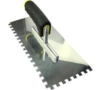 AERZETIX - Cazzuola/Frattone Dentato 8x8mm per Piastrelle - Spatola Dentata - Utensile Manuale per Edilizia - Muratura/Gesso - Maniglia Bimateriale - Acciaio - C45920