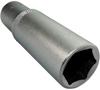 AERZETIX - Chiave a bussola - Profonda/estesa/lunga - 3/8x14mm - per avvitatura/cricchetto manuale/pneumatico - Corpo cilindrico - Esagonale/6 lati Allen - in acciaio CR-V - Colore argento - C45183