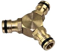 AERZETIX - Connettore/raccordo 1/2'' in Y a 3 vie per tubo irrigazione - adattatore/separatore rapido per 3 tubi da giardino - acciaio ottone - C47459