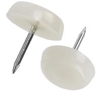 Aerzetix - K34146 - Set di 25 pattini scorrevoli per gambe sedia con chiodo rotondi Ø16mm in plastica - colore bianco - mobile tavolo armadio cassettiera letto accessorio protezione pavimento divano