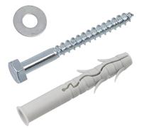 AERZETIX - Kit di 10 tasselli con flangia Ø14x100 mm in nylon con alette + 10 viti tirafondo Ø10x100 mm + 10 rondelle larghe per bullone M10 | per fissaggio su calcestruzzo mattoni cemento