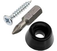 AERZETIX - Kit di 12 piedini rotondi Ø11x6 mm per mobili in plastica nera con viti Ø3x18 mm e insert bit 1/4 PZ1 | protezione per pavimenti parquet piastrelle
