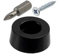 Aerzetix - Kit di 12 piedini rotondi Ø20x8 mm per mobili in plastica nera con viti Ø3x20 mm e insert bit 1/4 PZ1 | protezione per pavimenti parquet piastrelle