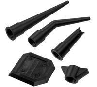 AERZETIX - Kit di 3 beccucci (2 dritti, 1 a 140°) per cartuccia di silicone + 1 spatola per lisciare le giunzioni + 1 tappo | in plastica nera