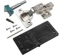 AERZETIX - Kit di 4 cerniere invisibili per ante rientranti 110° con clip ammortizzatore 3D regolazione + dima di foratura Ø35mm + fresa Ø35mm + punta Ø2.5mm + 16 viti Ø3.5x16mm e bit PZ2