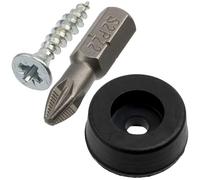 Aerzetix - Kit di 4 Piedini rotondi Ø17x7 mm per mobili in gomma nera con viti Ø4x20 mm e insert bit 1/4 PZ2 | protezione per pavimenti parquet piastrelle