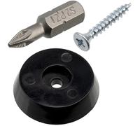 AERZETIX - Kit di 4 Piedini rotondi Ø25x6 mm per mobili in plastica nera con viti Ø3x20 mm e insert bit 1/4 PZ1 | protezione per pavimenti parquet piastrelle
