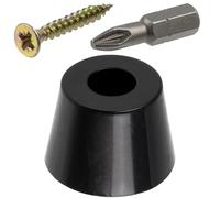 Aerzetix - Kit di 4 Piedini rotondi Ø28x20 mm per mobili in plastica nera con viti Ø3.5x25 mm e insert bit 1/4 PZ2 | protezione per pavimenti parquet piastrelle