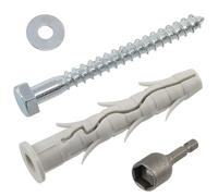 AERZETIX - Kit di 4 tasselli con flangia smussata Ø12x80 mm in nylon + 4 viti tirafondo Ø8x80 mm + 4 rondelle larghe per bullone M8 + 1 bussola esagonale da 1/4" SW13 per avvitare