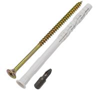 AERZETIX - Kit di 8 tasselli universali con collare smussato Ø8x120 mm in poliammide + 8 viti per legno Ø5x120 mm + 1 punta per avvitamento PZ2 1/4