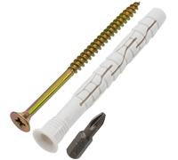 AERZETIX - Kit di 8 tasselli universali con collare smussato Ø8x80 mm in poliammide + 8 viti per legno Ø5x80 mm + 1 punta per avvitamento PZ2 1/4