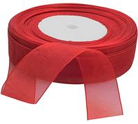 AERZETIX - Nastro di organza decorativo lucido - 20mm x 45 metri - rosso - progetti creativi cucito arte confezione regali festa compleanno - C50771