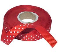 AERZETIX - Nastro di raso satinato a rilievo e motivi stampati decorativi - 10mm x 10 metri - rosso-bianco - progetti creativi cucito arte confezione regali festa compleanno cerimonia - C50680
