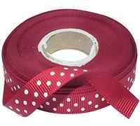 AERZETIX - Nastro di raso satinato a rilievo e motivi stampati decorativi - 10mm x 10 metri - rosso scuro-bianco - progetti creativi cucito arte confezione regali festa compleanno cerimonia - C50690
