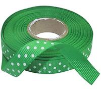 AERZETIX - Nastro di raso satinato a rilievo e motivi stampati decorativi - 10mm x 10 metri - verde erba-bianco - progetti creativi cucito arte confezione regali festa compleanno cerimonia - C50695
