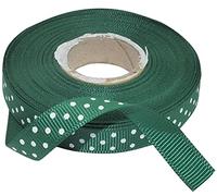 AERZETIX - Nastro di raso satinato a rilievo e motivi stampati decorativi - 10mm x 10 metri - verde pino-bianco - progetti creativi cucito arte confezione regali festa compleanno cerimonia - C50686