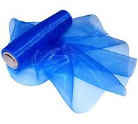 AERZETIX - Rotolo di nastro/tessuto organza trasparente lucido - 16cm x 9 metri - blu - runner da tavola/decorazioni - progetti creativi cucito arte confezione regali - C50883