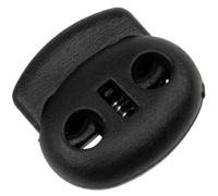 AERZETIX - Set di 12 Fermacorda ovali con molla 18mm a 2 fori - apertura 4mm - stopper cordone - in plastica - colore nero - abbigliamento sportivo zaini artigianato