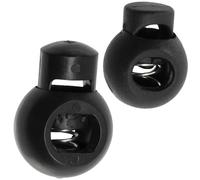 Aerzetix - Set di 12 Fermacorda Rotondi 15 mm e 18 mm - Stop Cordone 1 Foro con Molla - Fermo Lacci Hobby creativi - Colore Nero - Fermacorda Plastica Abbigliamento - Ferma Cordino