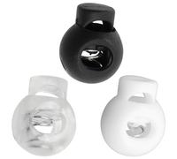 Aerzetix - Set di 12 Fermacorda Rotondi 15mm - Stop Cordone 1 Foro con Molla - Fermo Lacci Hobby creativi - Colore Bianco Nero Trasparente - Fermacorda Plastica Abbigliamento - Ferma Cordino