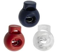 AERZETIX - Set di 12 Fermacorda rotondi 15mm - Stop Cordone 1 Foro con Molla - Fermo Lacci Hobby creativi - Colore trasparente blu scuro rosso - Fermacorda Plastica Abbigliamento - Ferma Cordino