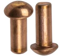 AERZETIX Set di 12 rivetti pieni in rame Ø4x10 mm/testa semitonda