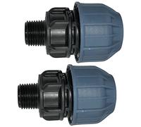 AERZETIX - Set di 2 - Manicotto/Adattatore Filettato - Riduttore a Compressione Diritto - Connessione Filettatura Maschio 1/2'' - per Tubo Acqua Ø25mm - Polipropilene - Connettore/Riparatore