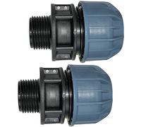 AERZETIX - Set di 2 - Manicotto/Adattatore Filettato - Riduttore a Compressione Diritto - Connessione Filettatura Maschio 1'' - per Tubo Acqua Ø32mm - Polipropilene - Connettore/Riparatore