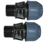 AERZETIX - Set di 2 - Manicotto Adattatore Filettato - Riduttore a Compressione Diritto - Connessione Filettatura Maschio 3/4'' - per Tubo Acqua Ø20mm - Polipropilene - Connettore Riparatore