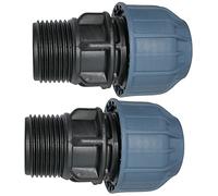 AERZETIX - Set di 2 - Manicotto Adattatore Filettato - Riduttore a Compressione Diritto - Connessione Filettatura Maschio 1'' - per Tubo Acqua Ø25mm - Polipropilene - Connettore Riparatore