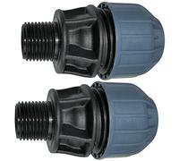 AERZETIX - Set di 2 - Manicotto/Adattatore Filettato - Riduttore a Compressione Diritto - Connessione Filettatura Maschio 1/2'' - per Tubo Acqua Ø20mm - Polipropilene - Connettore/Riparatore