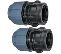 AERZETIX - Set di 2 - Manicotto/Adattatore Filettato - Riduttore a Compressione Diritto - Raccordo Filettato Femmina 1" - per Tubo Ø25mm - in Polipropilene - Connettore/Riparatore