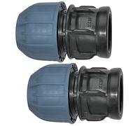 AERZETIX - Set di 2 - Manicotto/Adattatore Filettato - Riduttore a Compressione Diritto - Raccordo Filettato Femmina 3/4" - per Tubo Ø20mm - in Polipropilene - Connettore/Riparatore