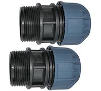 AERZETIX - Set di 2 - Manicotto/Adattatore Filettato - Riduttore Compressione Diritto - Connessione Filettatura Maschio 1 1/2'' - per Tubo Acqua Ø32mm - Polipropilene - Connettore/Riparatore