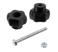 AERZETIX - Set di 20 manopole di serraggio M3 a forma di stella in plastica nera + 10 viti M3x30 mm a 6 punti e 10 dadi esagonali M3 | corsa di serraggio massima 15,6 mm