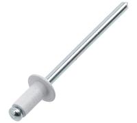 AERZETIX - Set di 25 rivetti ciechi Ø4x8 mm con testa piatta RAL 9010 bianco | alluminio/acciaio | per un assemblaggio rapido, comodo e una finitura estetica