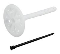 AERZETIX - Set di 25 tasselli per isolamento a battuta Ø10x110mm + 25 chiodi 115mm - in nylon - fissaggio per pannelli termici polistirene estruso espanso lana di roccia